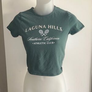 Hollister Green Athletic Graphic Crop Top